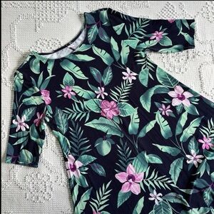 Old Navy womens size XS tropical floral print short sleeve midi dress